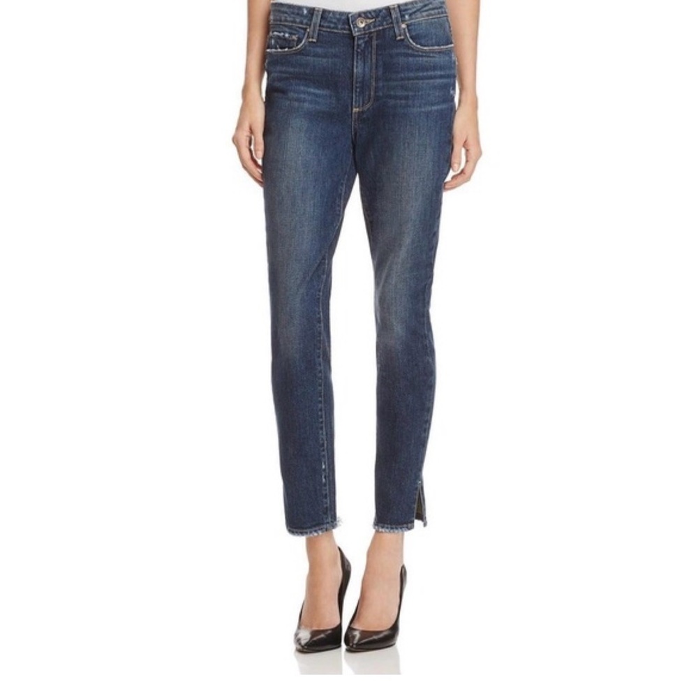 PAIGE Hoxton Slim Dark Blue Side Slit Jeans